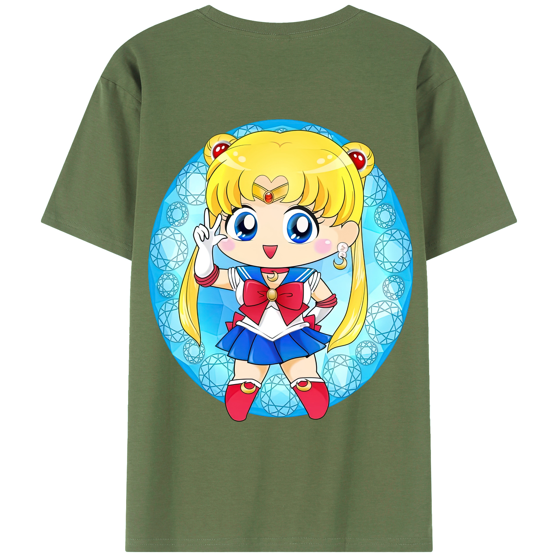 （画像用） 美少女戦士セーラームーン 月野 うさぎ つきの うさぎ Sailor Moon Tsukino Usagi 綿100％ メンズ半袖Tシャツ（バックプリント） 通気性